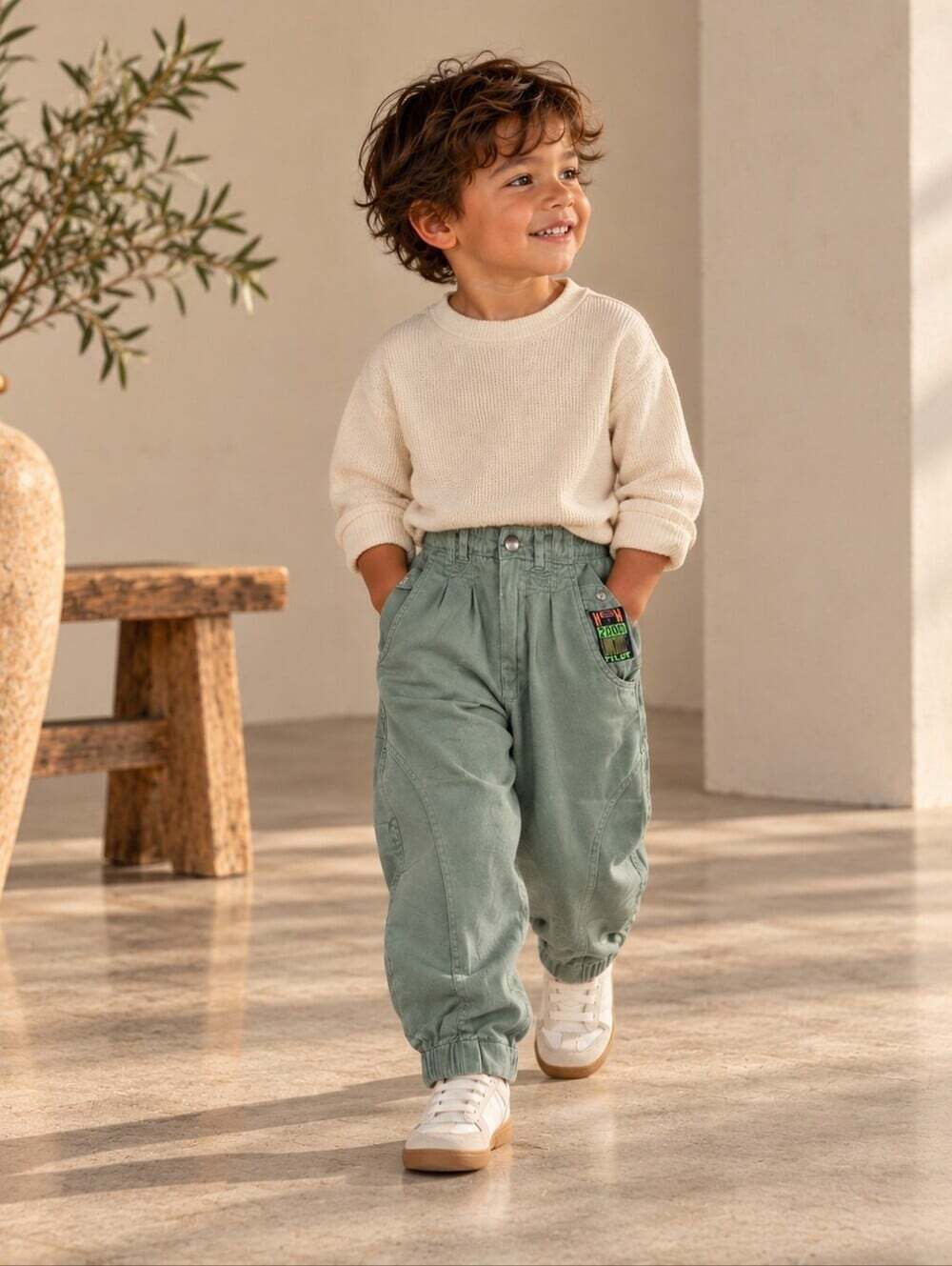 Vintage Pacific Coast Highway Kids Cargo Jogger Pants Size 4 Sage Green Y2K